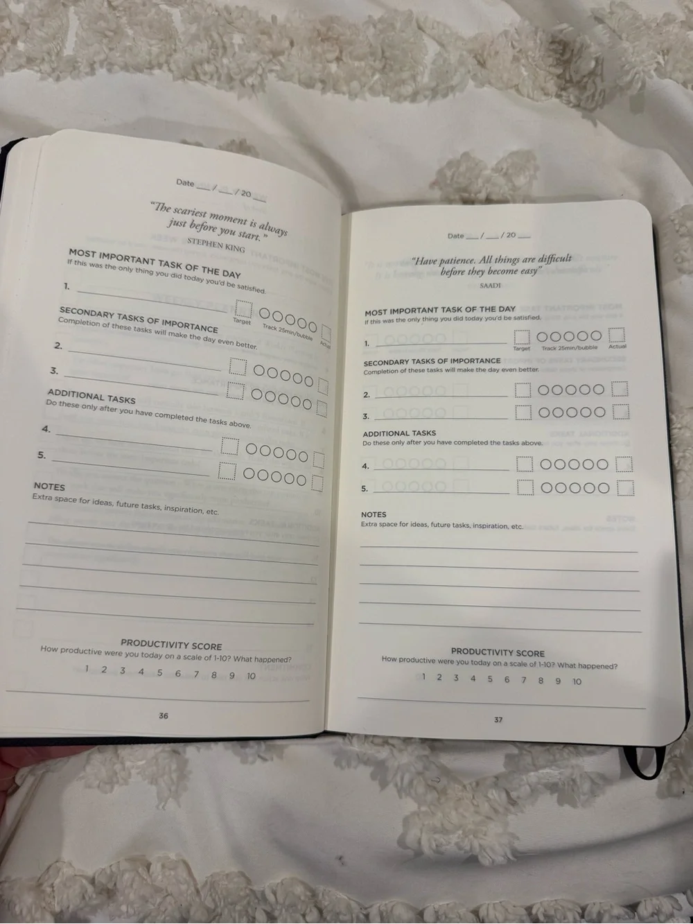 Black Productivity Planner Notebook with Gold Foil
